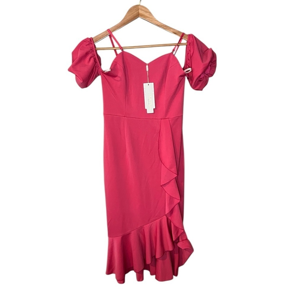 NWT Belle Poque Elegant Retro Convertible Off Shoulder Strap Puff Sleeve Dress